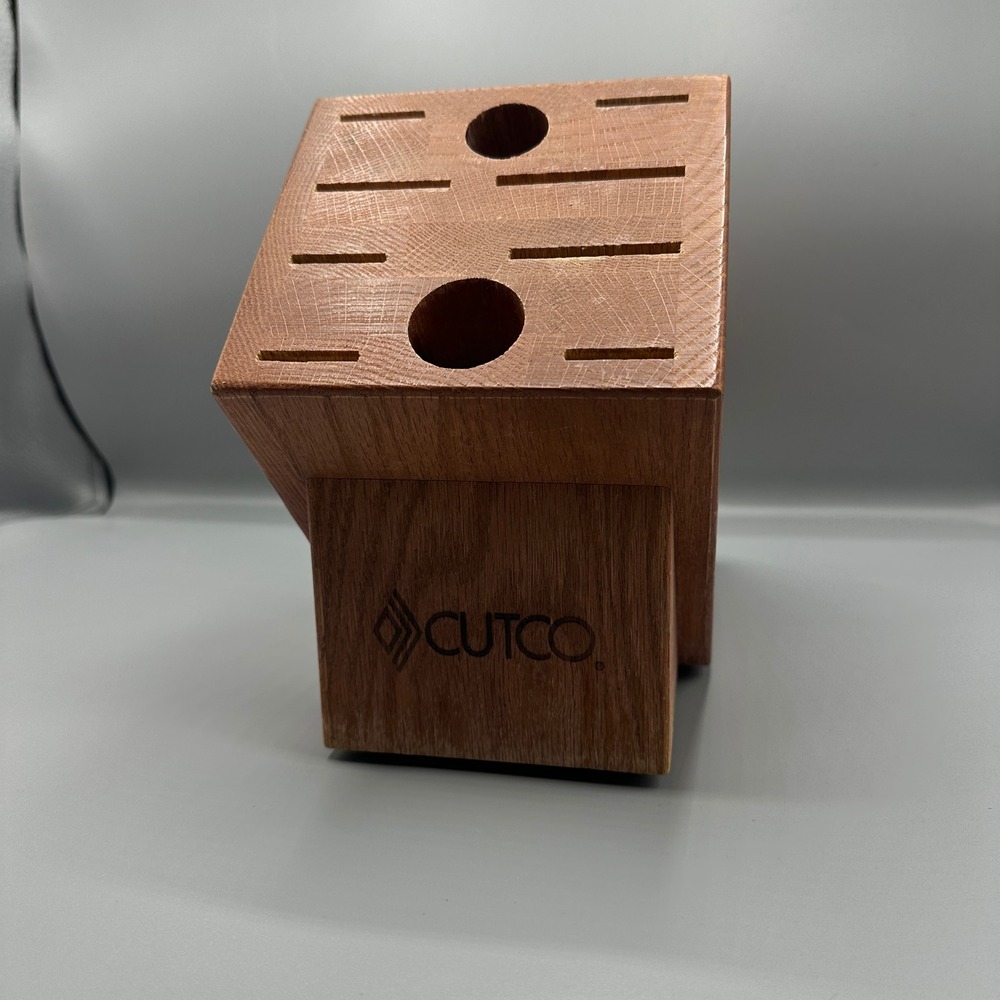 Cutco 10 Slot Oak Wood Knife Block Kitchen Cutlery Organizer Honey Finish